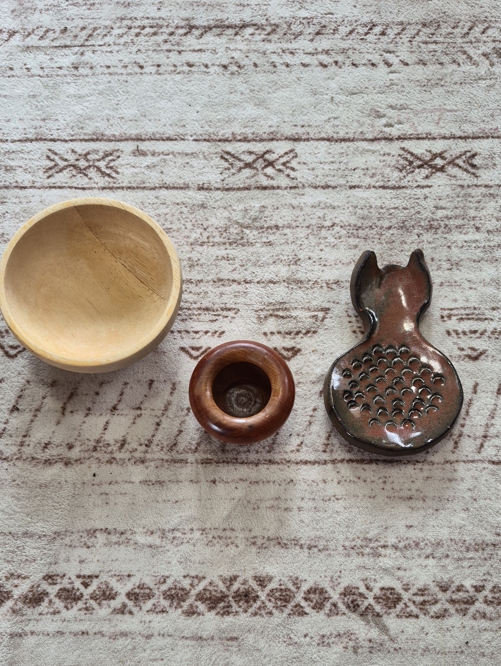 Handmade Brown Ceramic Pomegranate Dish - Rustic Home Accent
